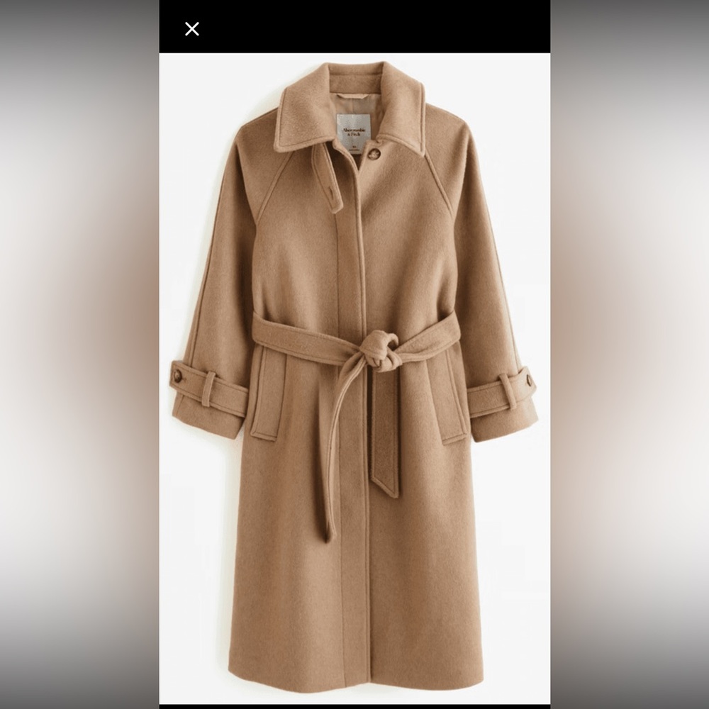 Excellent condition Abercrombie & Fitch wool blend belted coat